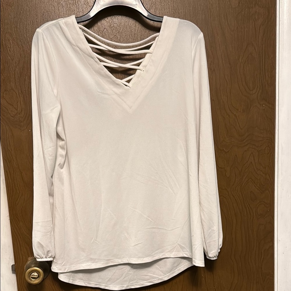 White V-Neck Women's Top size L